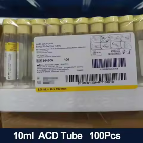 Disposable 10ml Vacuum Collection Tube Lab sampling Collecting Tube yellow cap ACD tube，glass tube，1