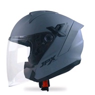 Nova X JPX Half Face Helmet Solid Grey Doff Microlock Double Visor DOT SNI