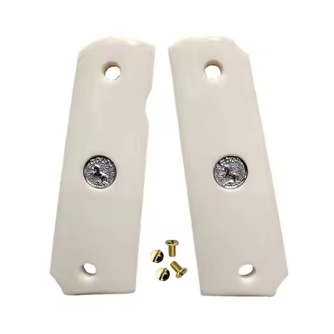 1911 Grips Full Size,Bonded Ivory Silver colt Medallion,Fits Colt,Kimber,Springfield,Remington,Rock 