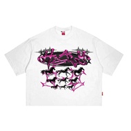 Heavyclass |Boxy Fit T-Shirt 20 s | HORSE HORSE HORSE |-WHITE Boxy T Shirt Oversized T Shirt Man