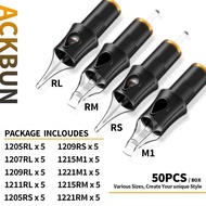 50 Assorted Tattoo Cartridge Needles Mixed Size #12 Standard Round Liner Shader Magnum - 5Pcs each o