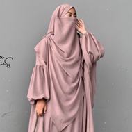 Durar.id - Heera French Khimar Crinkle Airflow Premium Khimar Syari Set Cadar Jilbab Jumbo Instant H