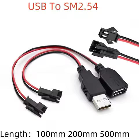 1PCS USB male and female head to SM2.54mm terminal cable 2-pin power supply USB socket cable 2P term
