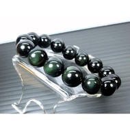 [Disk Crystal] All Green Eye Obsidian 14mm Round Bead Bracelet FE-34