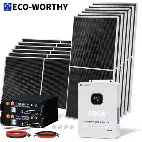 ECO-WORTHY 9.36KWH Off Grid Solar System Complete Kit for Home:12pcs 195W Solar Panels+10KW Inverter