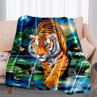 Ready Stock Flannel Tiger Blanket Little Tiger Pattern Bath Towel Blanket Nap Blanket Tiger Figure C