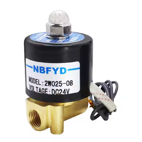 Normally Closed Solenoid Valve, Water Valve, 2W025-08 DC24V/AC220V 2 Sub-Switch Valve, 1/4 Brass Con