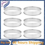6 Pack 4 Inch Double Rolled English Muffin Rings, Stainless Steel Crumpet Rings, Tart Rings, Round
