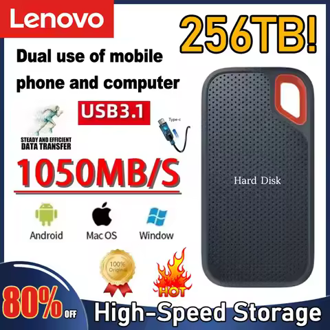 Lenovo Hard Disk Mobile SSD E60 1TB 2TB 4TB USB 3.1 HD External Hard for Laptop PS5 Mobile Hard Disk