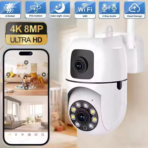 WiFi IP Camera Security Protection Dual Lens Dual Screen Wireless Indoor Monitor Auto Track PTZ CCTV