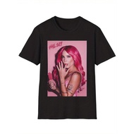 Halsey Graphic T-Shirt for Men Black Casual Crew Neck Tee with Pink Rose Print, Loose Fit, Machine W