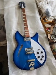 Custom 12 String 330 Blue Electric Guitar 24 Frets Semi Hollow Body 2 Toaster Pickups