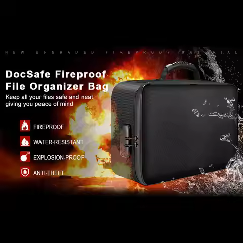Fireproof Document Organizer with Lock File Organizer Waterproof File Box for Important Documents Fi