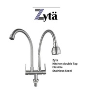 Zyta Double Tap Flexible Stainless Steel Kitchen Tap
