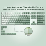 WOMIER Horizontal Fresh Green 113 Keys Side-printed Cherry Profile Key Caps Double Shot Shine Through Key Caps South Lighting for Mechanical Gaming Keyboard