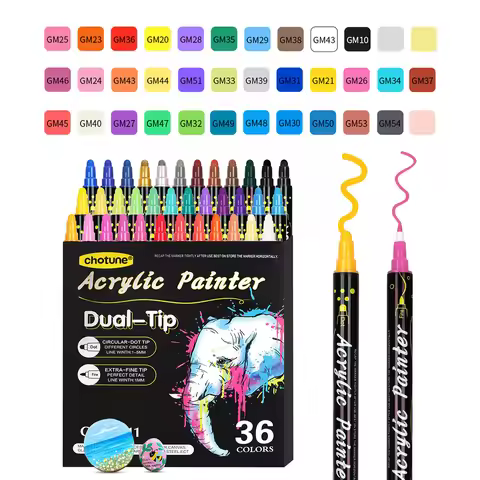 12-36 Colors Double Head Acrylic Markers Pen Set Art for Painting Kid Chirldren Water-proof Student 