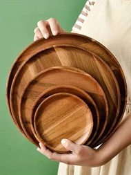 天然相思木圓盤,手工水果盤,日式壽司蛋糕甜點盤,木質餐具