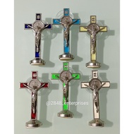 Small St. Benedict Crucifix with Stand - 8 cm (Car Crucifix) with adhesive