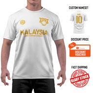 [READY STOCK] Malaysia ''Harimau Malaya" Jersey White/Gold - Jersi Roundneck