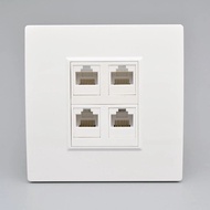 4 Port CAT6 RJ45 Wall Faceplate Complete Module, 86 Type 4 Ports Gigabit Ethernet LAN Network Wall S