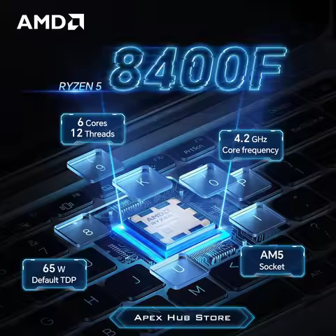 NEW AMD R5 8400F Socket AM5 L3=16M 4.2GHz 6-Core 12-Thread Processor 65W Applicable to B650 Ryzen 5 