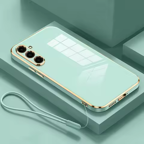 For Samsung Galaxy A 55 35 25 15 54 34 14 Luxury Plating Lanyard Silicone Case A15 A25 A35 A55 A14 A