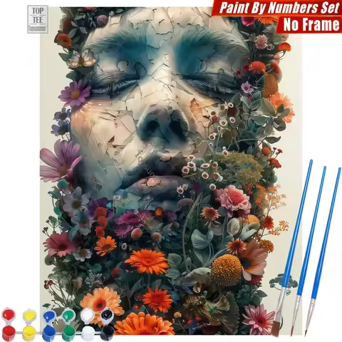 Floral face portrait Painting By Numbers Kit - Portrait artistic dreamy Room Decor New Year'S Day Gi