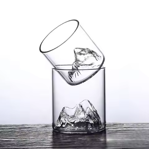 Transparent Whiskey Glasses Mountain Crystal Glass Drinking Glasses for Drinking Bourbon, Cognac, Sc