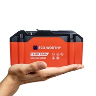 ECO-WORTHY Portable 12V Lithium Battery, 20Ah LiFePO4 Deep Cycle Rechargeable Battery, Built-in BMS,