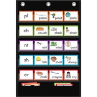 5+1 Pockets Standard Pocket Chart, Clear 5 Pockets Words Chart with Extra Storage Pocket for School 