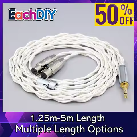 Silver Plated Type2 Graphene 7N OCC Earphone Cable For Audeze LCD-2 LCD-3 LCD-MX4 LCD-GX LCD-X LCD-X