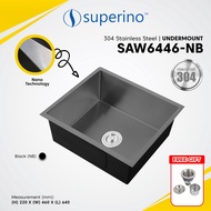 SUPERINO NANO SUS304 SINGLE BOWL STAINLESS STEEL SINK KITCHEN SAW 6446-NB