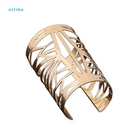 SK_ New Fashion Golden Hollow Patterned Bangle Opening Cuff Barcelet Jewelry Gift