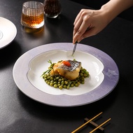 Gongque Purple Ceramic 53cm Large Round Soup & Cold Dish Plate for Hotel & Restaurant