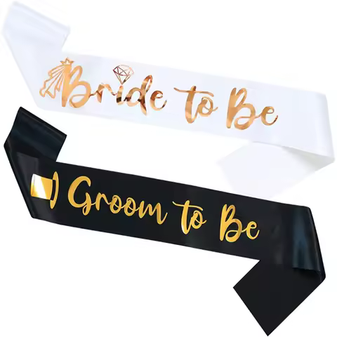 Elegant Wedding Sashes - Fashionable Bride to Be & Groom to Be Shoulder Bands for Bachelor & Bachelo