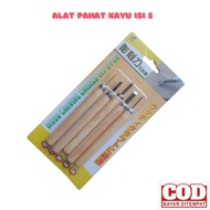 Wood Carving Tools Set isi 5 Lino Cut Tools / Cukil Kayu / Pahat Ukir