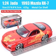 2024Car เท่านั้น! 1/24 Scale Jada Dom S 1993 Mazda RX-7 RX7รถ Fast Diecasts & Toy Vehicles Red Furio