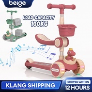 Beige kids scooter skuter budak Adjustable Balance scooter for kid Lifting Folding Flash Music LED L