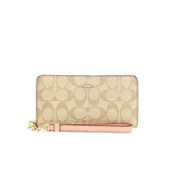 [Coach] COACH Long Wallet FC4452 C4452 Light Khaki × Faded Brush Luxury Signature Long Zip-up Around Wallet (with Strap) Women [Outlet Item] [Brand]