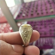 Alluy_ Cincin Ring Perak Silver Bali 925 Ukir Matahari Batu Akik Pria