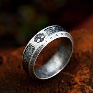 Retro Style Viking Rune Text Universe Tree Ring Hip Hop Street Men Women Titanium Steel Unique Tree 