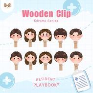 WOODEN CLIP KDRAMA RESIDENT PLAYBOOK | KDRAMA MERCHANDISE | KDRAMA FANKIT