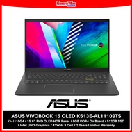 ASUS K513E-AL11109TS(I.BLACK/15.6 FHD OLED/I3-1115G4/4GB+512GB/UHD/W10/2Y/OPI) + FREE UPGRADE TO 8GB