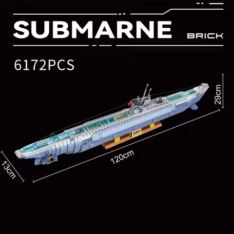 Compatible With LEGO German Military Untersee-Boot Large U-shaped Submarine Building Blocks WW2 Arms