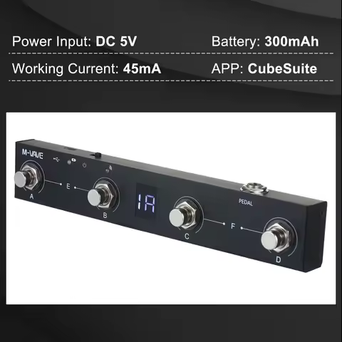 M-VAVE Chocolate BT Wireless MIDI Controller Rechargeable 4 Buttons Portable MIDI Foot Controller Pe