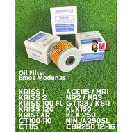 EMOS Modenas OIL FILTER KRISS FL KRISTAR MR1 MR2 MR3 CT100 CT110 CT115 ACE115 GT128 KSR KLX150 KLX250 NINJA250SL CBR250