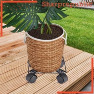 [Sharprepublic] Pot Rolling Plant Stand Holder with Plant Tray Roller for Home Garden