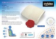 100% Pure Natural Pinhole Latex Lumbar Back Cushion / Mylatex