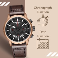 Eyki Men's Casual Stainless Steel Watch Original E3118L-DZ4CCH Brown Leather Strap