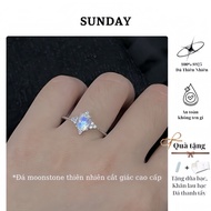 S925 Silver Ring with Natural Cut Moonstone – Moonlight Masterpiece-Sunday